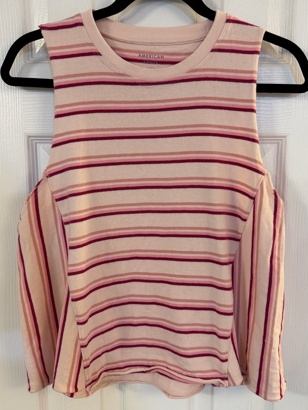 American Eagle Pink Striped Open Side Muscle Tank Top Size M